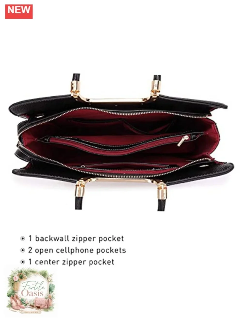 Vegan PU Leather Satchel Purse with Matching Wallet, Work Bag Tote